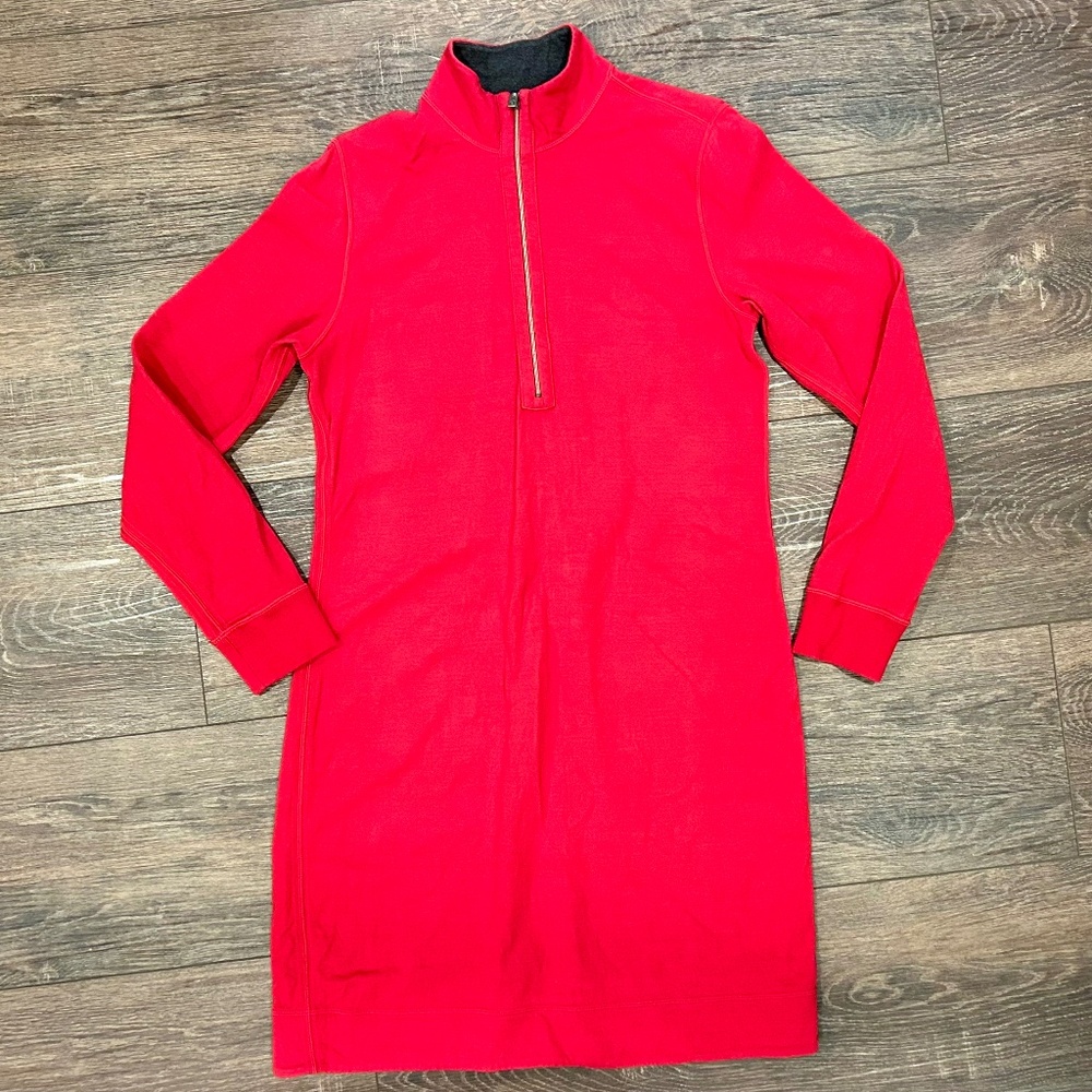 🦋 Tommy Bahama red sweatshirt dress, quarter-zip, size medium